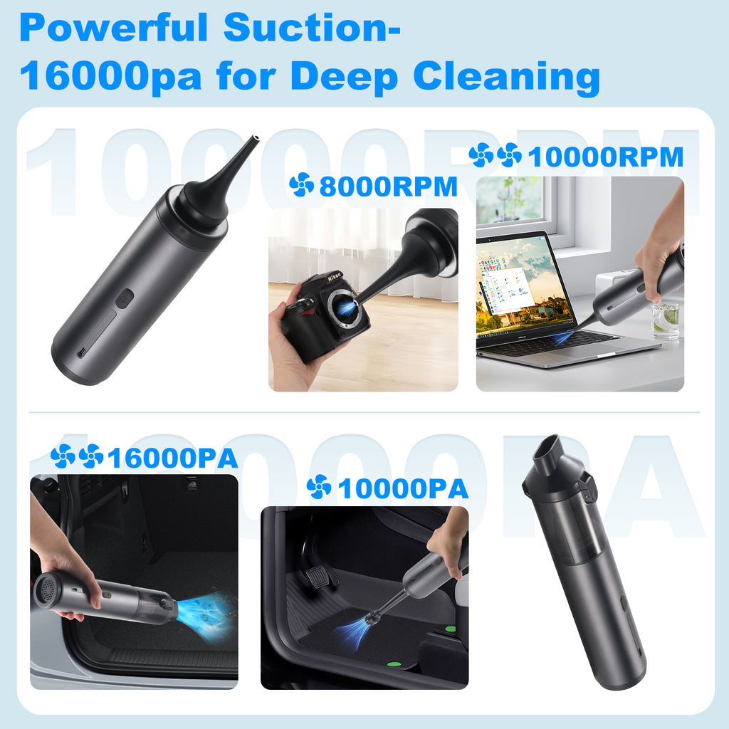 New Dual-Function Car Vacuum Cleaner: High-Powered, Strong Suction for Vehicles & Home Use Portable Blower & Vacuum for Cars