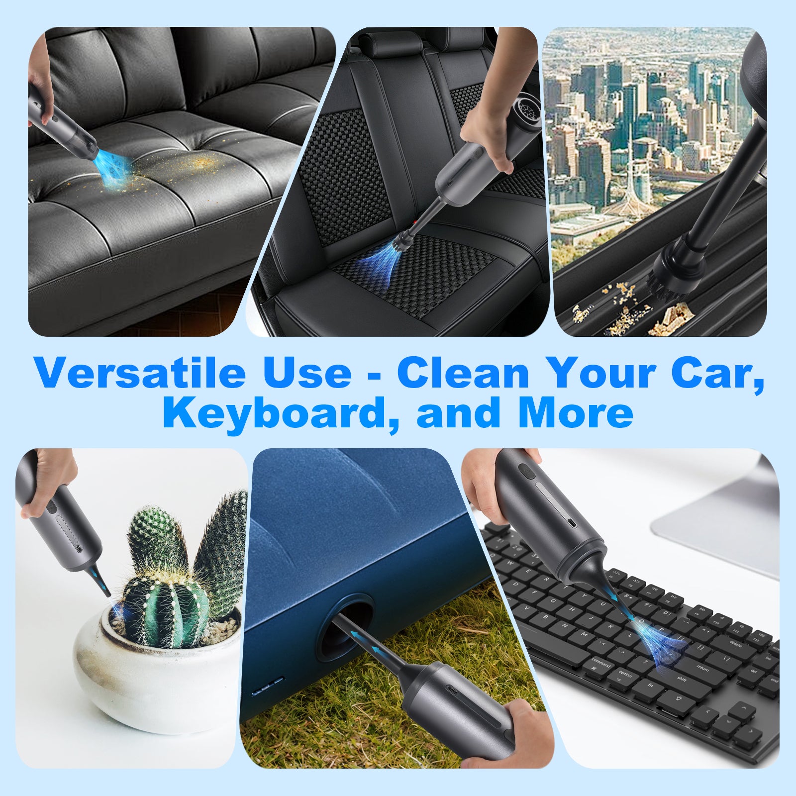 New Dual-Function Car Vacuum Cleaner: High-Powered, Strong Suction for Vehicles & Home Use Portable Blower & Vacuum for Cars