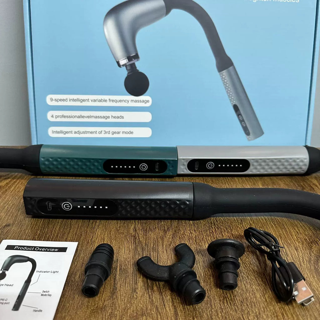 U-Shaped Hook Fascia Gun Electric Massage Silent Muscle Relaxation Fitness Extended Back Hammer LCD Multi-Speed